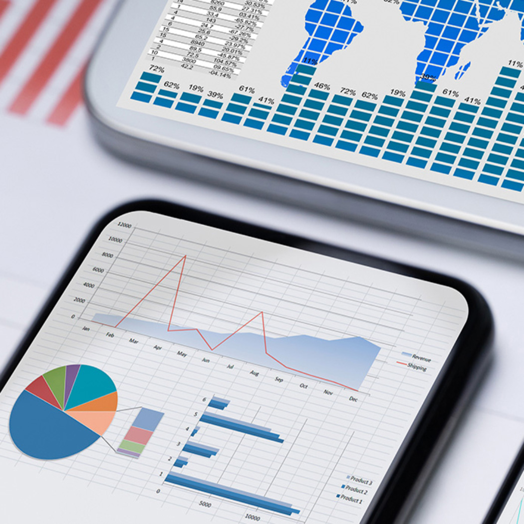 Colorful data charts on mobile devices, Design & Engineering, HPE | DXC Technology