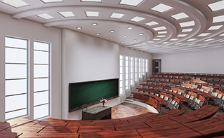 brightly lit, large classroom setting | DXC Technology customer story
